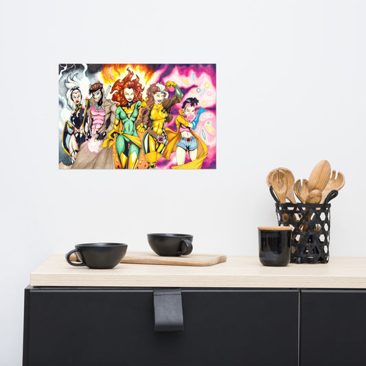 X-Men Women Superhero Art Print (24" x 36" / 18" x 24" / 12" x 18")