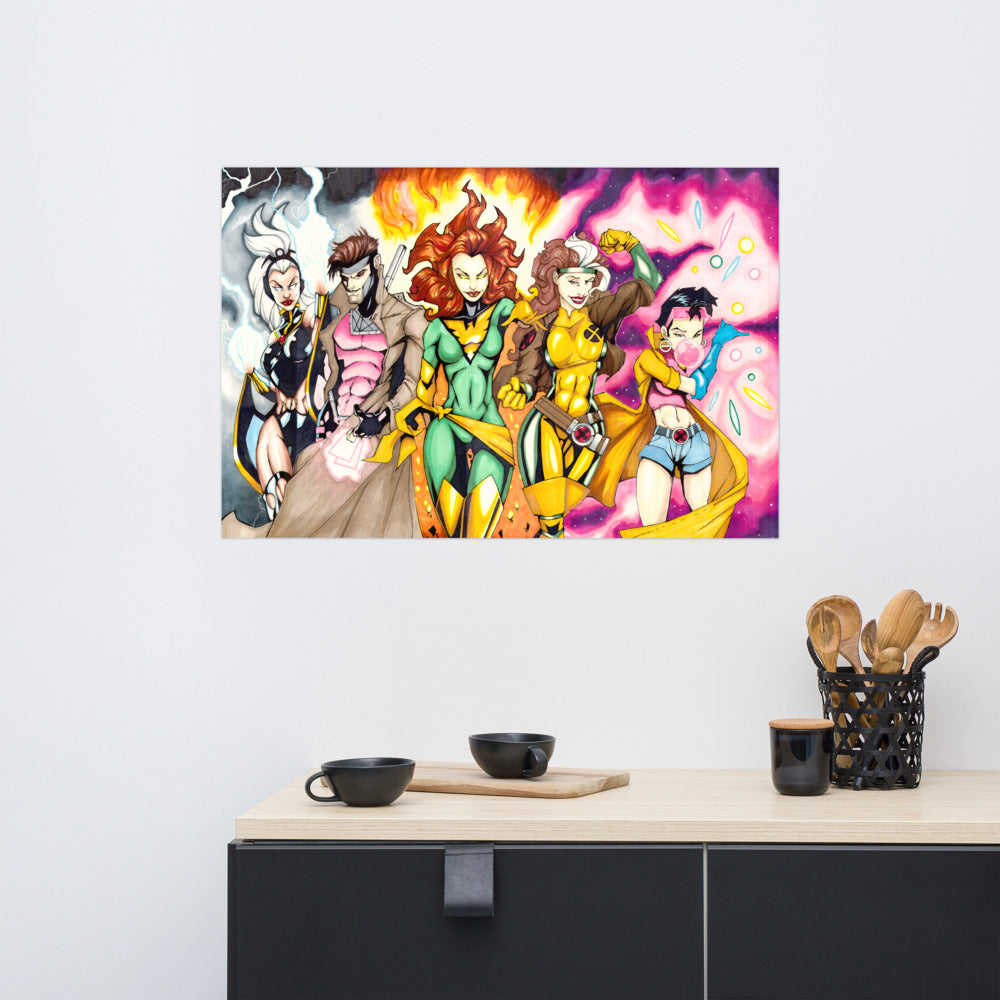 X-Men Women Superhero Art Print (24" x 36" / 18" x 24" / 12" x 18")